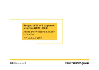 Budget 20/21 and corporate  priorities (2020 -2024)  Adults and Wellbeing Scrutiny  committee 13 th