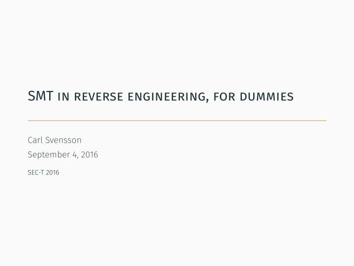 smt in reverse engineering for dummies