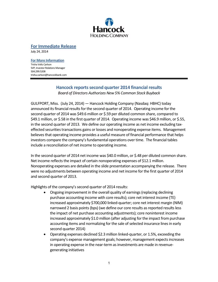 for immediate release july 24 2014 for more information