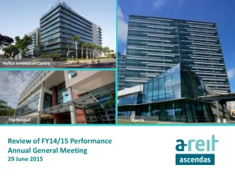 Review of FY14/15 Performance  Annual General Meeting  29 June 2015  Disclaimers  This material
