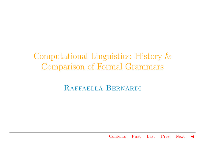 computational linguistics history comparison of formal