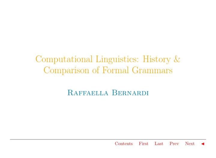 computational linguistics history comparison of formal