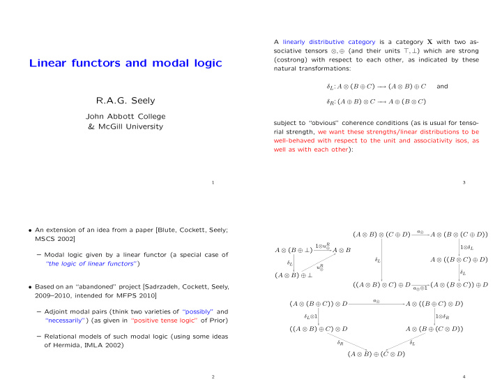 linear functors and modal logic
