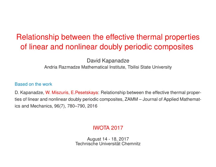 relationship between the effective thermal properties of