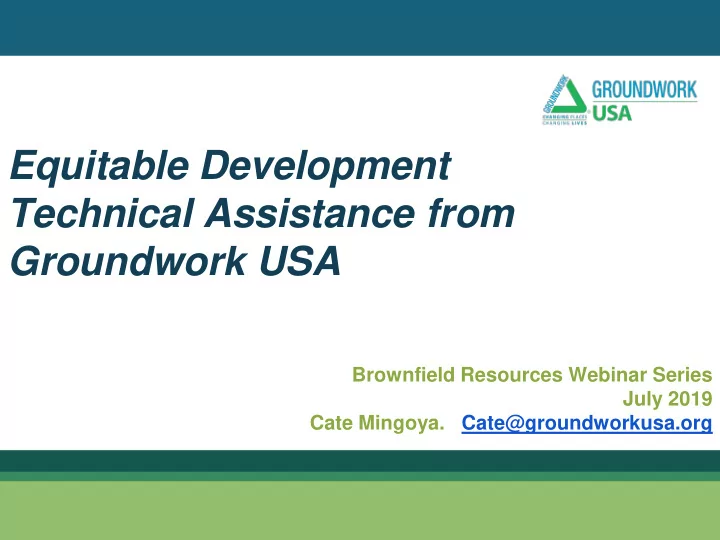 equitable development technical assistance from