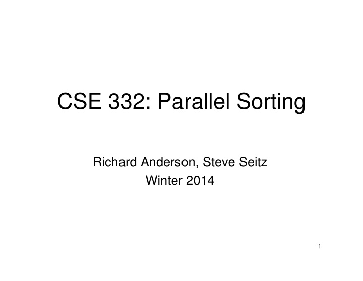 cse 332 parallel sorting