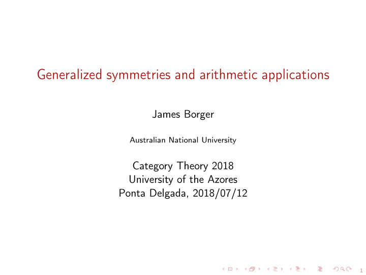generalized symmetries and arithmetic applications