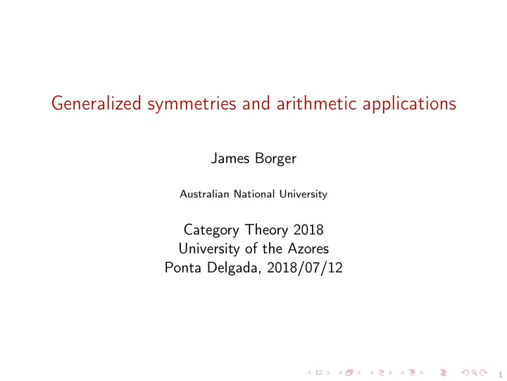 generalized symmetries and arithmetic applications