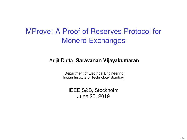 mprove a proof of reserves protocol for monero exchanges