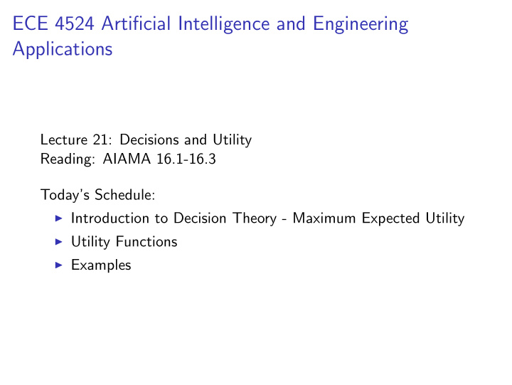 ece 4524 artificial intelligence and engineering