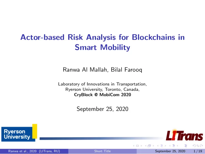 actor based risk analysis for blockchains in smart