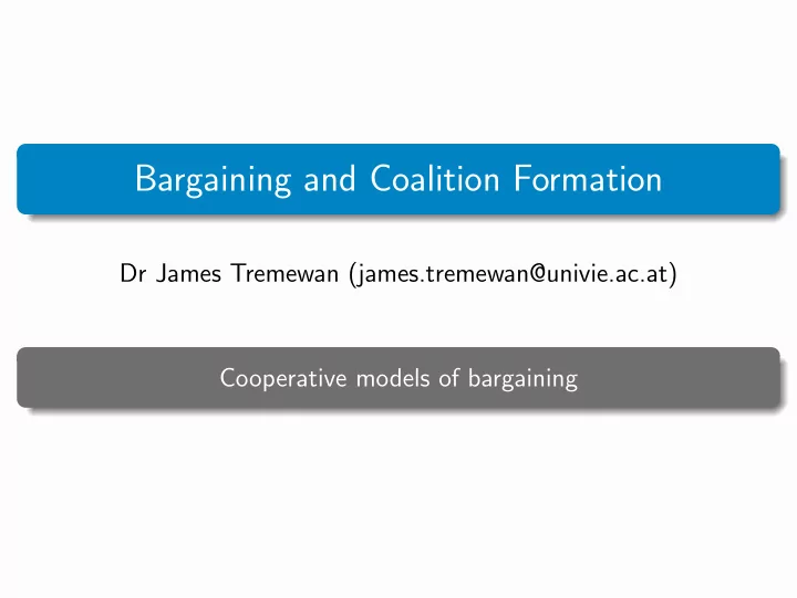 bargaining and coalition formation