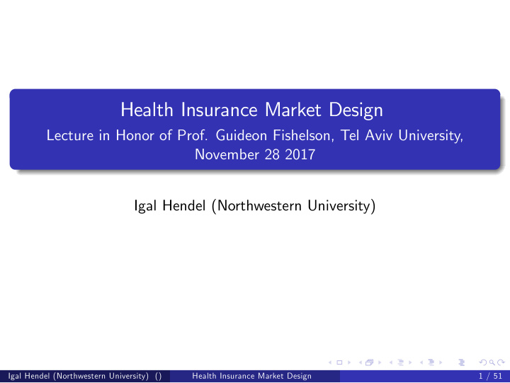 health insurance market design