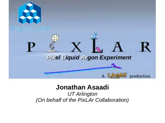 Jonathan Asaadi  UT Arlington  (On behalf of the PixLAr Collaboration)  What is PixLAr?  What is