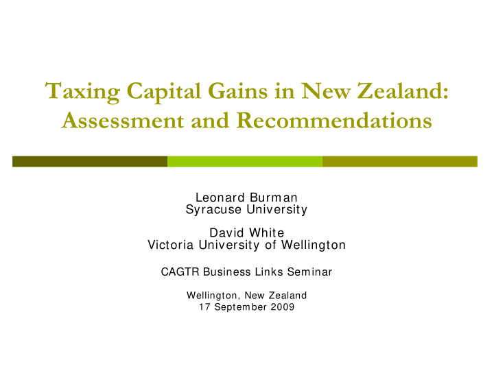 taxing capital gains in new zealand assessment and