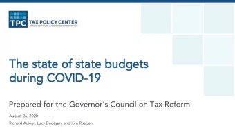 The  The st  state  ate o  of sta  f state  te b  bud  udge  gets  ts  du  durin  ring C  g COVI