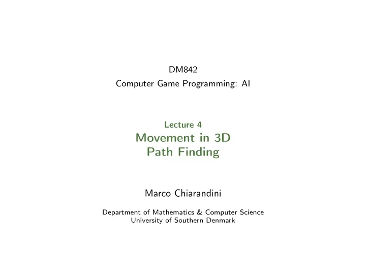 movement in 3d path finding