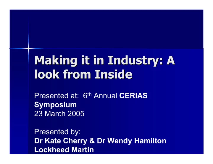 making it in industry a making it in industry a look from