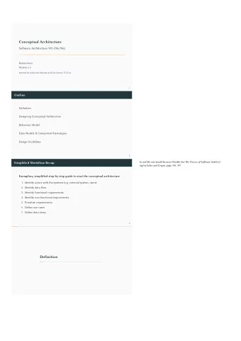 Conceptual Architecture  Sofware Architecture VO (706.706)  Roman Kern  Version 2.3  Institute for