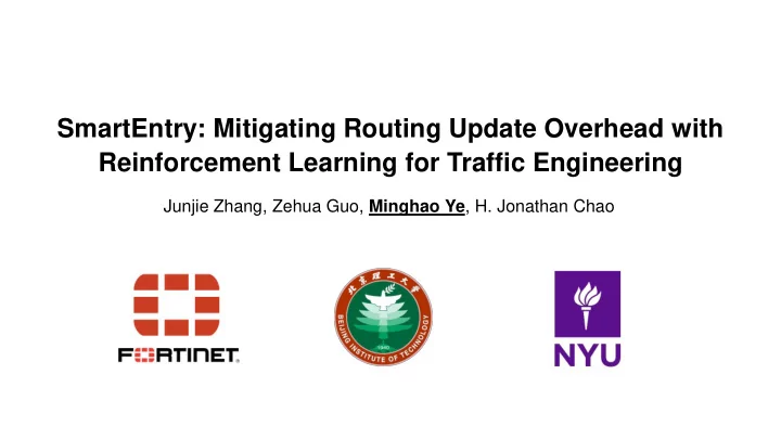 smartentry mitigating routing update overhead with