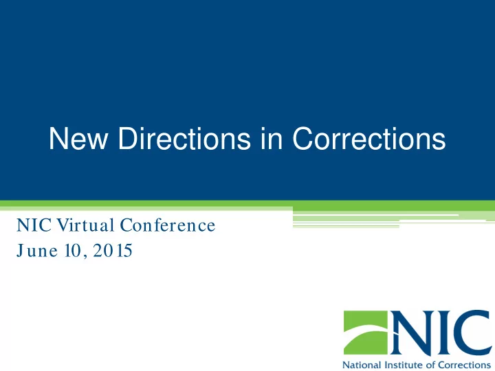 new directions in corrections