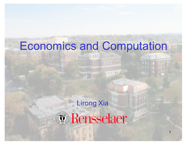 economics and computation