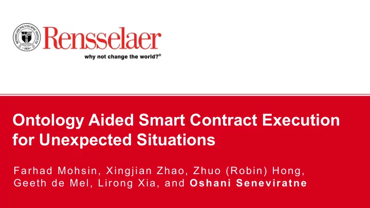 ontology aided smart contract execution for unexpected