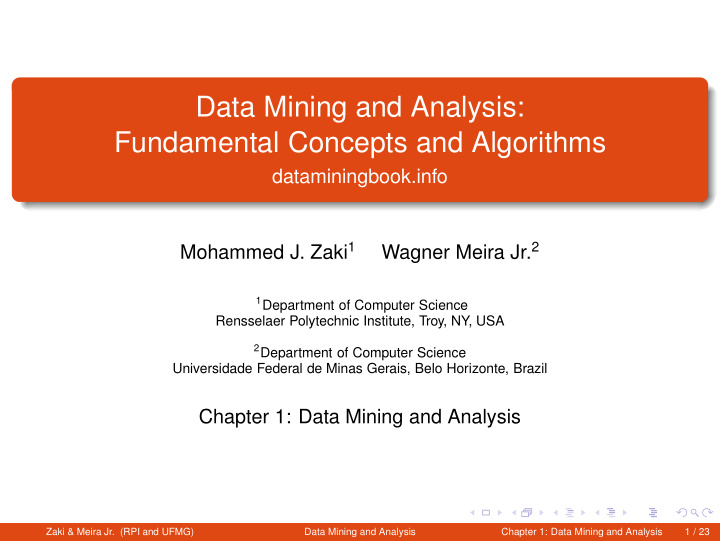 data mining and analysis fundamental concepts and