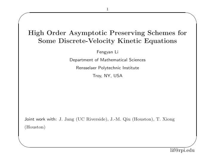 high order asymptotic preserving schemes for some