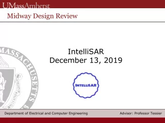 IntelliSAR  December 13, 2019  Department of Electrical and Computer Engineering  Department of