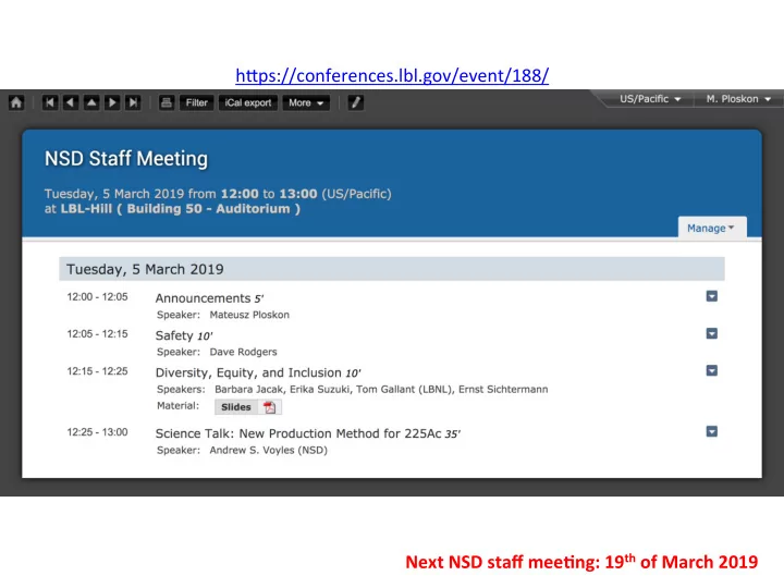 h ps conferences lbl gov event 188 next nsd staff mee ng