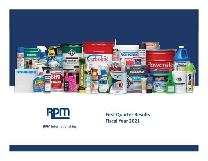 first quarter results fiscal year 2021