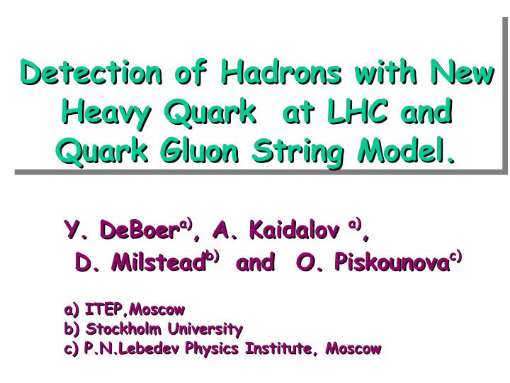 detection of hadrons with new detection of hadrons with