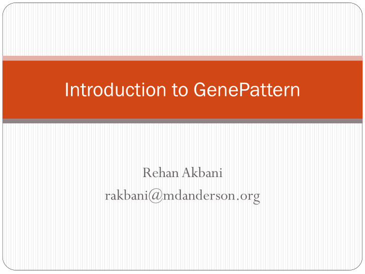 introduction to genepattern