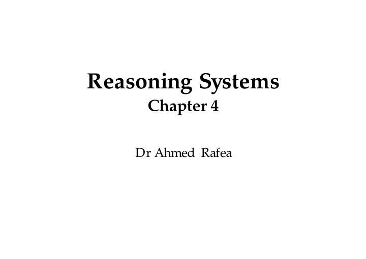 reasoning systems reasoning systems