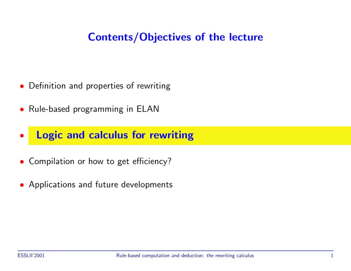 contents objectives of the lecture
