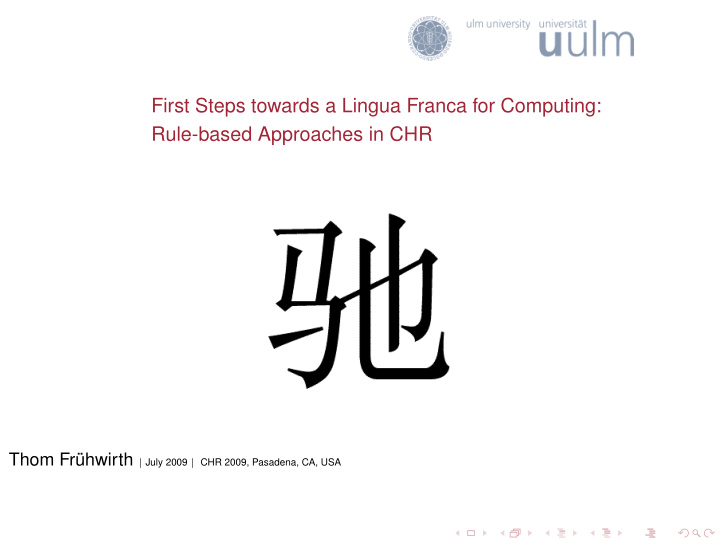 first steps towards a lingua franca for computing rule