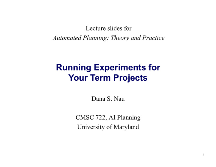 running experiments for your term projects