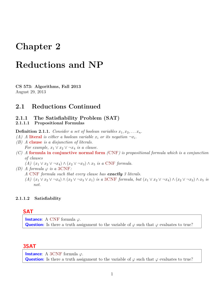 chapter 2 reductions and np
