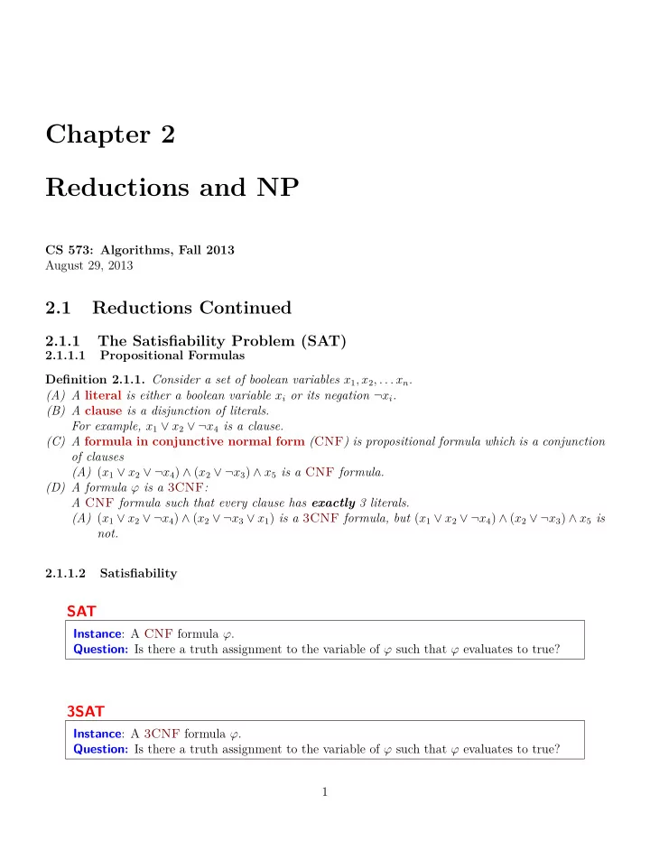 chapter 2 reductions and np
