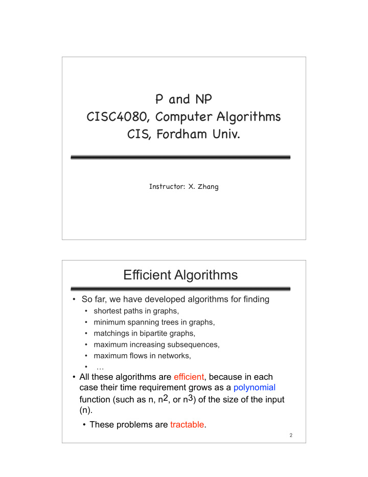 p and np cisc4080 computer algorithms cis fordham univ