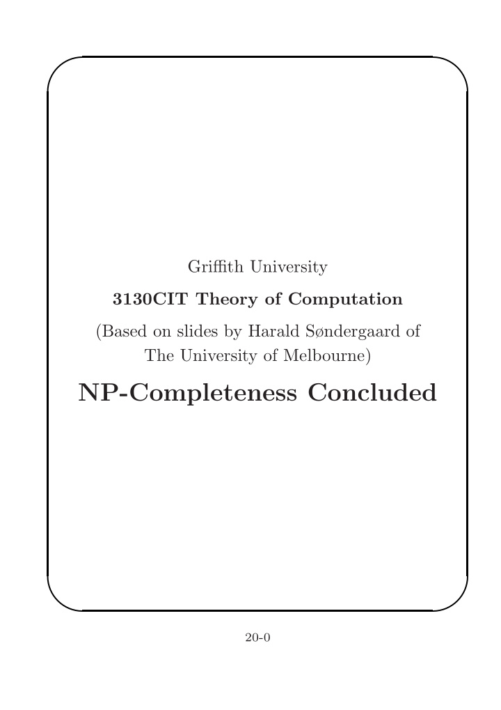np completeness concluded