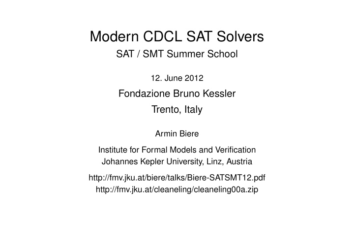 modern cdcl sat solvers