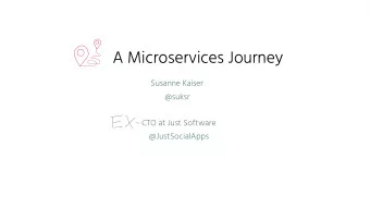 A Microservices Journey  Susanne Kaiser  @suksr  CTO at Just Software  @JustSocialApps  Each