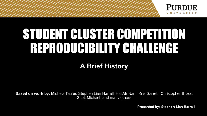 student cluster competition reproducibility challenge