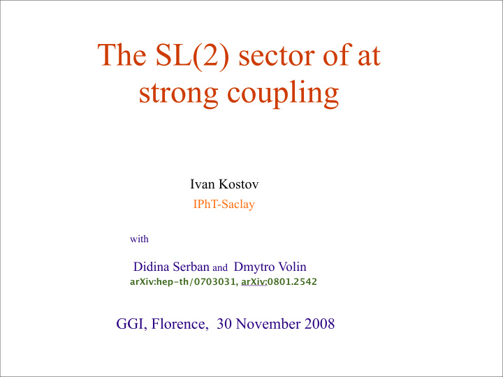 the sl 2 sector of at