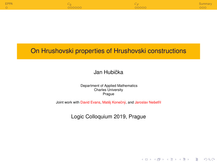 on hrushovski properties of hrushovski constructions
