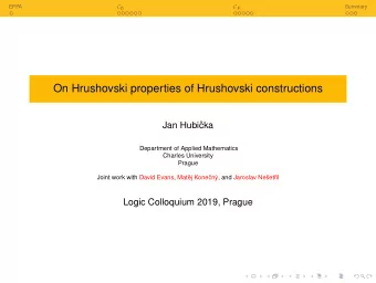 On Hrushovski properties of Hrushovski constructions  Jan Hubi  cka  Department of Applied