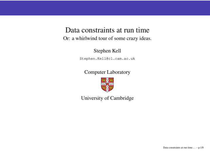 data constraints at run time