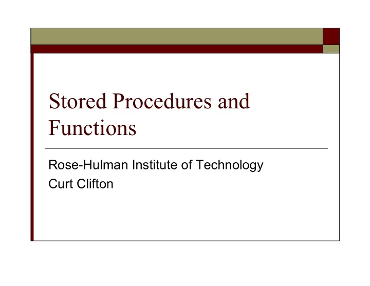stored procedures and functions
